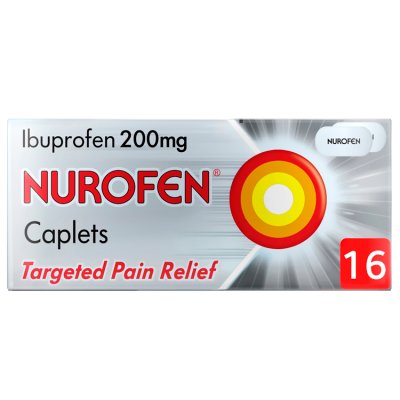 Nurofen ibuprofen 200mg pain relief caplets 16s, UK version