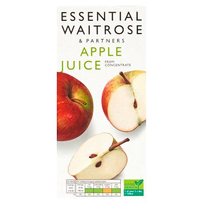 Essential pure apple juice 1 litre carton, imported from the UK