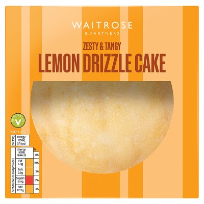 Waitrose lemon drizzle cake, British made, imported from the UK