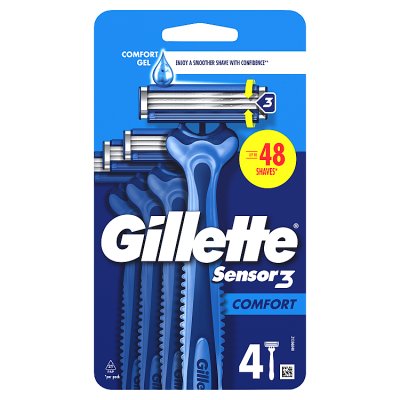Gillette Sensor 3 disposable razors 4 pack (British brand)