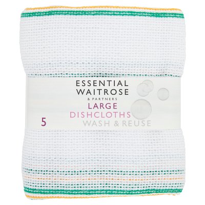 Waitrose Essential dishcloths pack of five large - British product