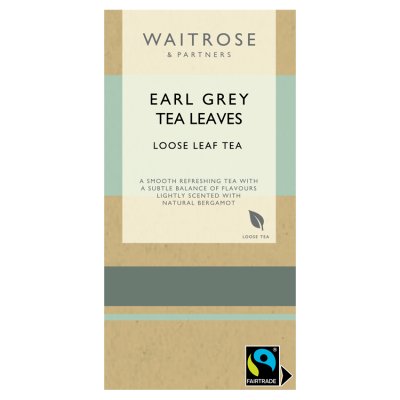 Waitrose Earl Grey loose leaf tea 125g, imported from the UK