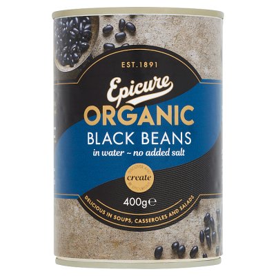 Epicure canned organic black beans 400g - British product