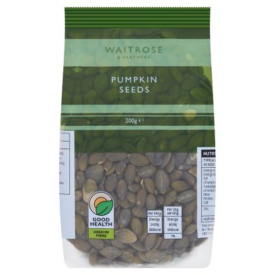 Waitrose pumpkin seeds 200g for salads and baking (British brand)