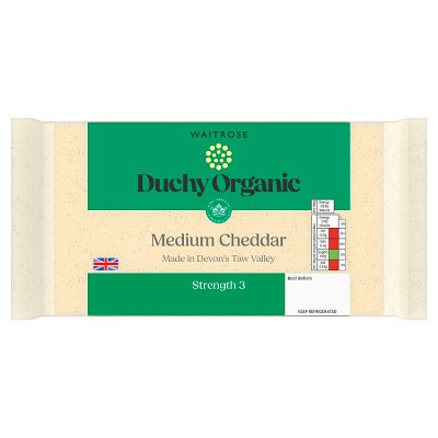 Duchy Organic medium cheddar cheese 350g (British brand)