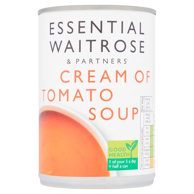 Waitrose cream of tomato soup 400g, imported from the UK