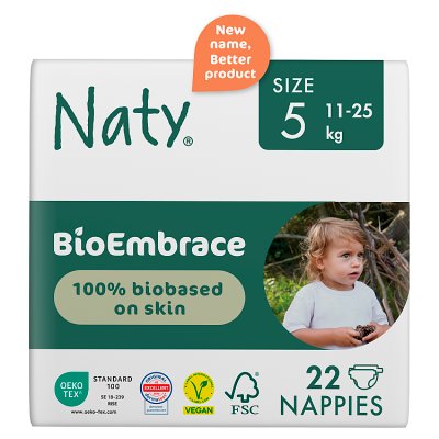 Naty BioEmbrace nappies size 5 (11-25KG) (British brand)