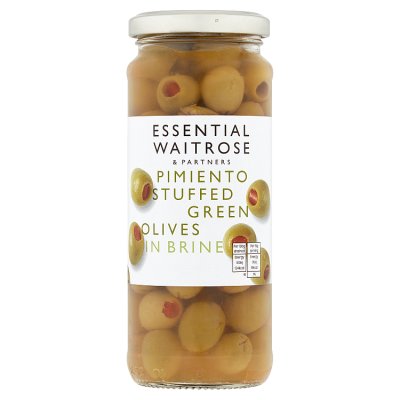 Waitrose Essential stuffed green olives 340g, imported from the UK