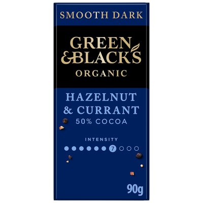 Green & Black's organic hazelnut currant dark chocolate 90g - British product