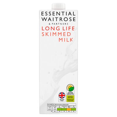 Waitrose Essential long life skimmed milk 1 litre, imported from the UK