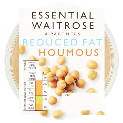Waitrose Essential reduced fat houmous 300g, imported from the UK