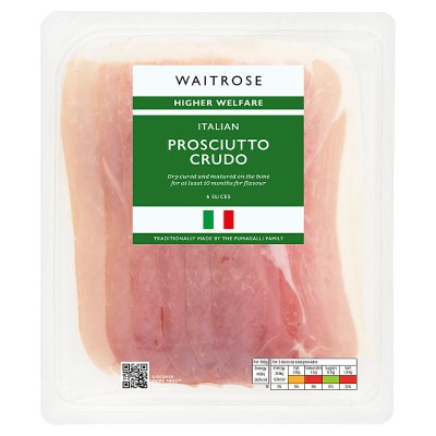 Waitrose Italian prosciutto crudo 70g pack of six slices - British product