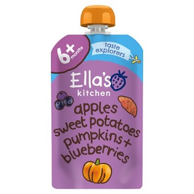 Ella's Kitchen baby food pouch sweet potatoes pumpkins apples blueberries 120g (British brand)