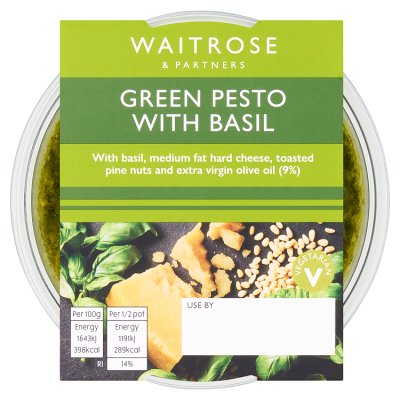 Waitrose green pesto with basil 145g (British brand)