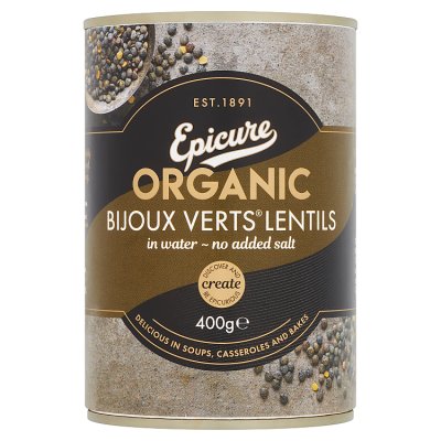 Epicure organic bijoux verts lentils 400g, imported from the UK