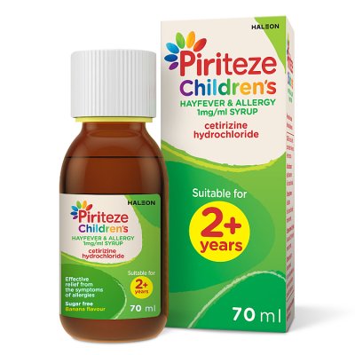 Piriteze childrens hayfever and allergy syrup 70ml - British product