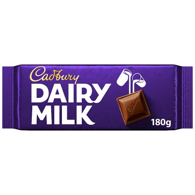 Cadbury Dairy Milk classic chocolate bar 180g (British brand)