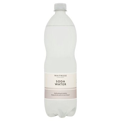 Waitrose soda water 1L bottle, imported from the UK