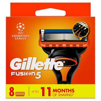 Gillette Fusion5 razor blade refills 8s, imported from the UK