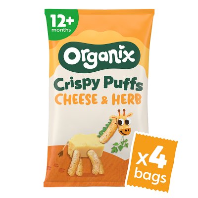 Organix Cheese & Herb Corn Puffs 4x15g - British product