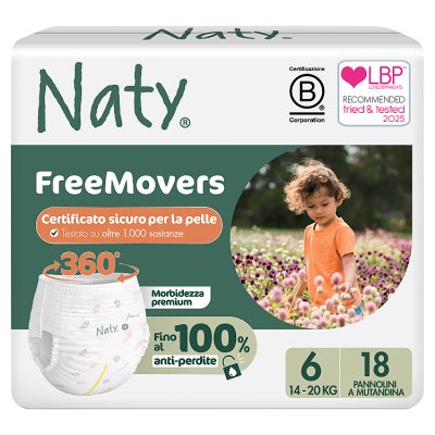 Naty FreeMovers nappy pants size 6 (16+kg) 18s, UK version