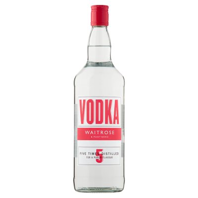 Waitrose grain vodka 1L bottle at 37.5% ABV, UK version