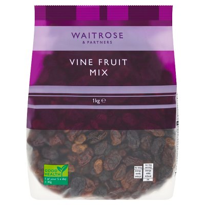 Waitrose vine fruit mix with raisins and sultanas, 1kg, UK version