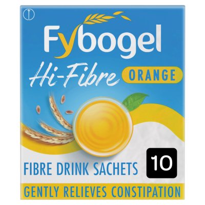 Fybogel Hi-Fibre Orange sachets 10 count, imported from the UK