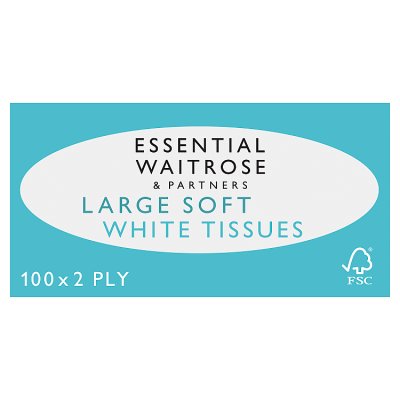 Waitrose Essential large soft white tissues 100 sheets - British product