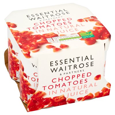 Waitrose Essential chopped tomatoes in natural juice 4x400g (British brand)