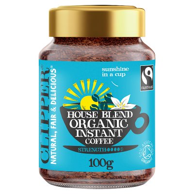 Clipper house blend organic instant coffee 100g, imported from the UK