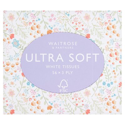 Waitrose ultra soft white tissues 56 sheets (British brand)