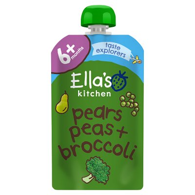 Ella's Kitchen pears peas and broccoli baby food pouch 120g, UK version