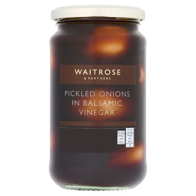 Waitrose pickled onions in balsamic vinegar 454g, UK version