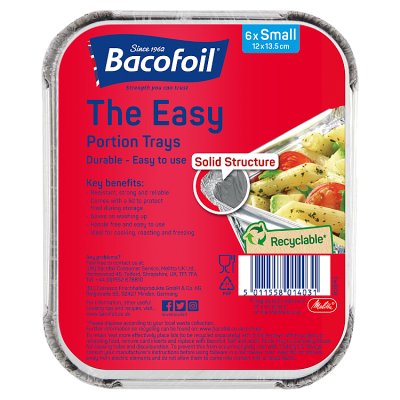 Bacofoil small portion foil trays and lids, 6 pack, UK version