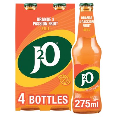 J2O orange and passionfruit fruit juice 4x275ml, imported from the UK