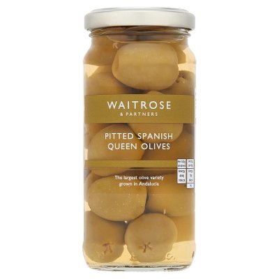 Waitrose pitted Spanish queen olives 225g, UK version