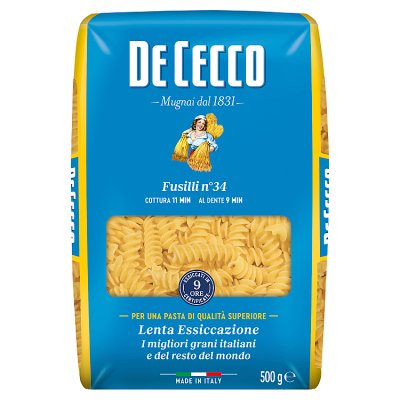 De Cecco fusilli pasta 500g imported from Italy, UK version