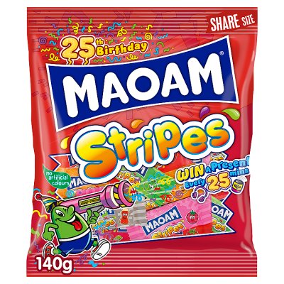 Haribo Maoam Stripes chewy fruit sweets 140g (British brand)
