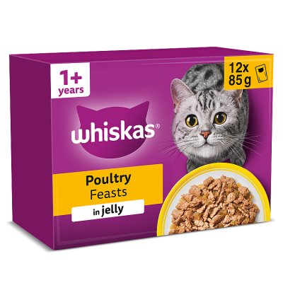 Whiskas Poultry Feasts wet cat food pouches 12x85g - British product