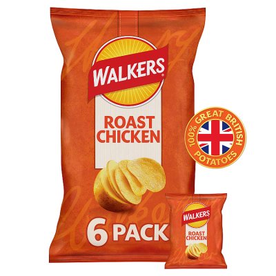 Walkers roast chicken crisps multipack 6x25g, UK version