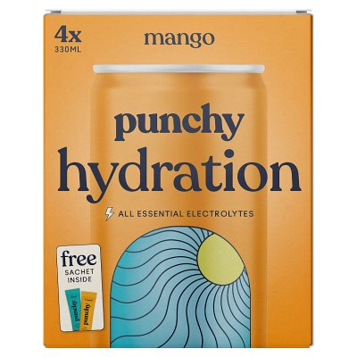 Punchy mango hydration drink 4x330ml cans, UK version