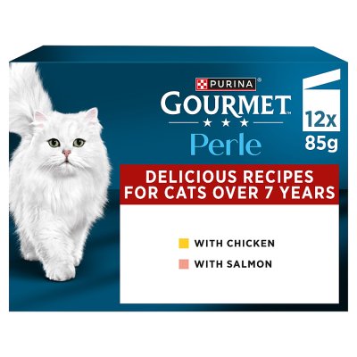 Gourmet Perle 7+ cat food mini fillets 12x85g, imported from the UK
