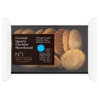 Waitrose Cornish Quartz Cheddar shortbread biscuits 80g, imported from the UK