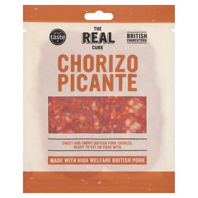 The Real Cure Chorizo Picante 55g, imported from the UK