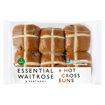 Waitrose fruited hot cross buns pack of 6, UK version