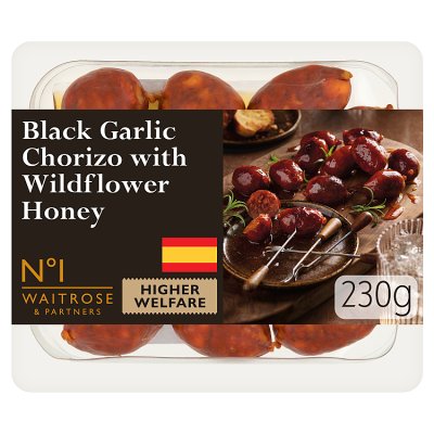 Waitrose chorizo black garlic wildflower honey 230g, imported from the UK