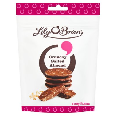 Lily O'Brien's crunchy salted almond chocolate 100g, imported from the UK