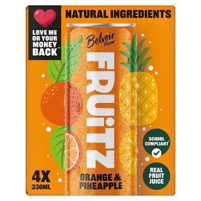 FRUiTZ Orange and Pineapple sparkling drink 4x330ml - British product