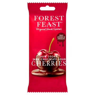 Forest Feast 60% cocoa dark chocolate sour cherries 40g, UK version